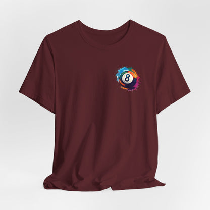 8 Ball Splash T‑Shirt — Colorful Pool Billiards Tee