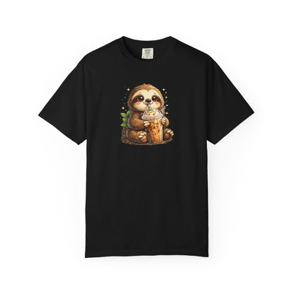 Cute Sloth Holding Coffee T-Shirt — Adorable Cozy Animal Tee