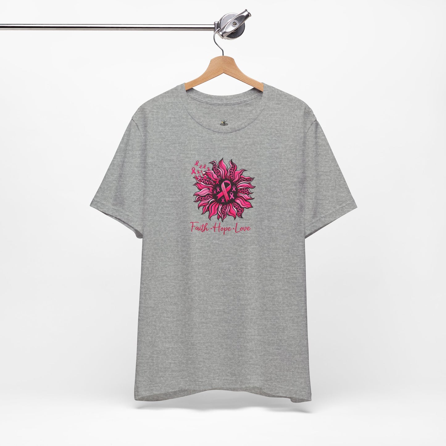 Breast Cancer Awareness Tee — Faith • Hope • Love Pink Ribbon Floral T‑Shirt