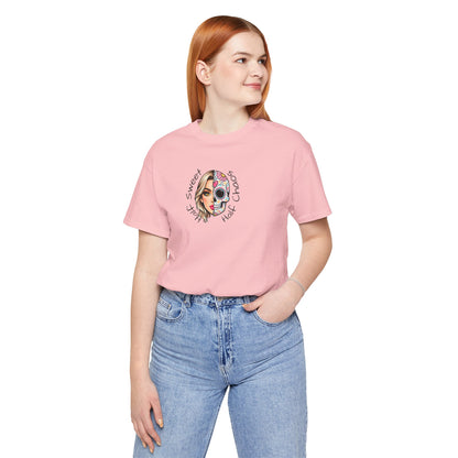 Half Sweet Half Chaos T-Shirt — Day of the Dead Skull Girl Graphic Tee