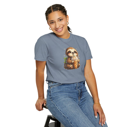 Cute Sloth Holding Coffee T-Shirt — Adorable Cozy Animal Tee