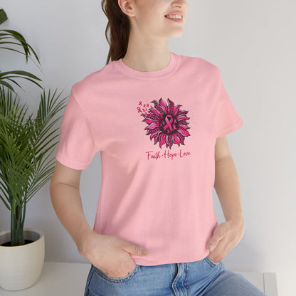 Faith Hope Love Floral Tee — Inspirational Women's Short Sleeve Shirt