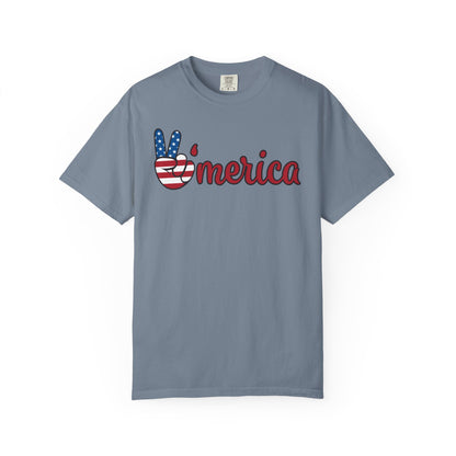 'Merica Peace Sign T-shirt – American Flag Patriotic Tee for 4th of July