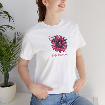 Faith Hope Love Floral Tee — Inspirational Women's Short Sleeve Shirt