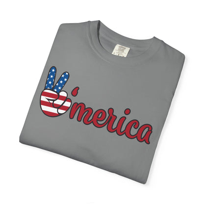 'Merica Peace Sign T-shirt – American Flag Patriotic Tee for 4th of July