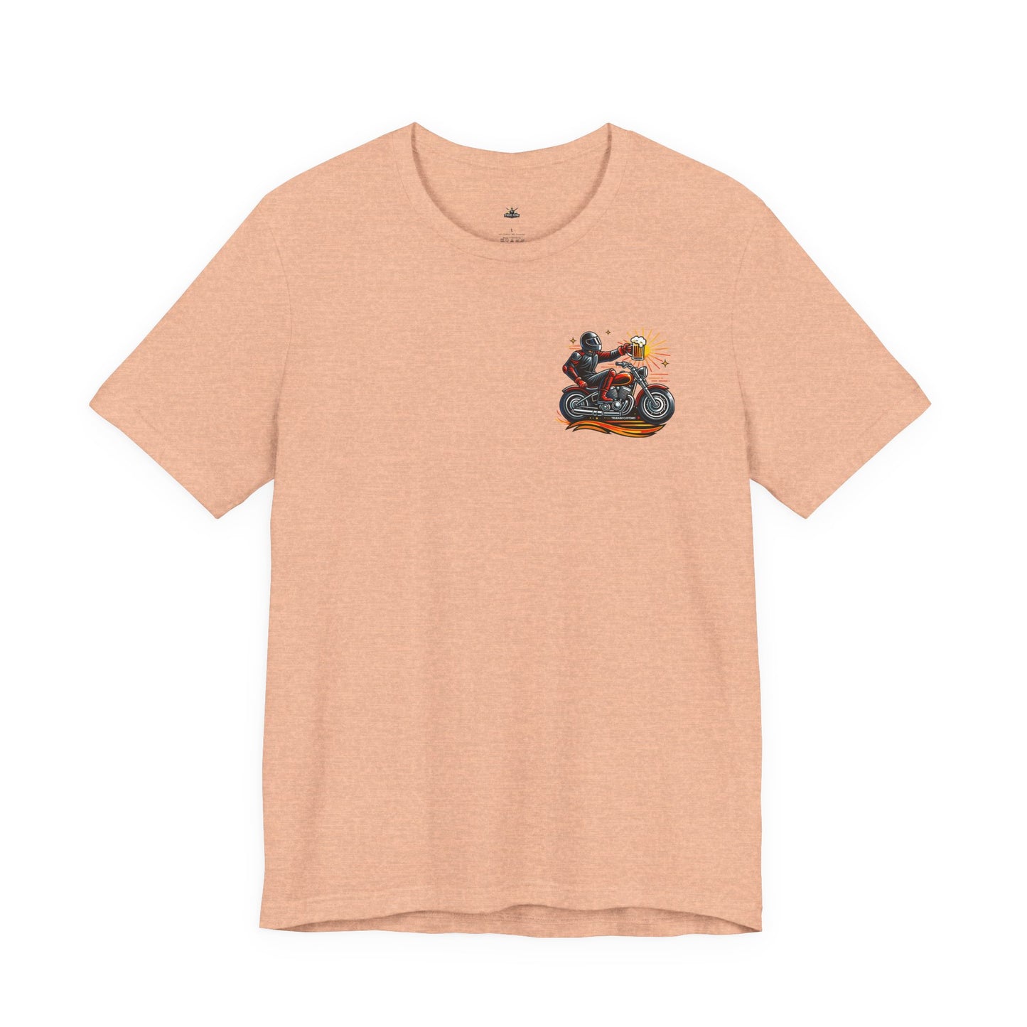 Motorcycle T‑Shirt with Beer Mug Graphic