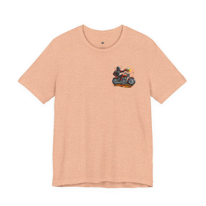 Motorcycle T‑Shirt with Beer Mug Graphic