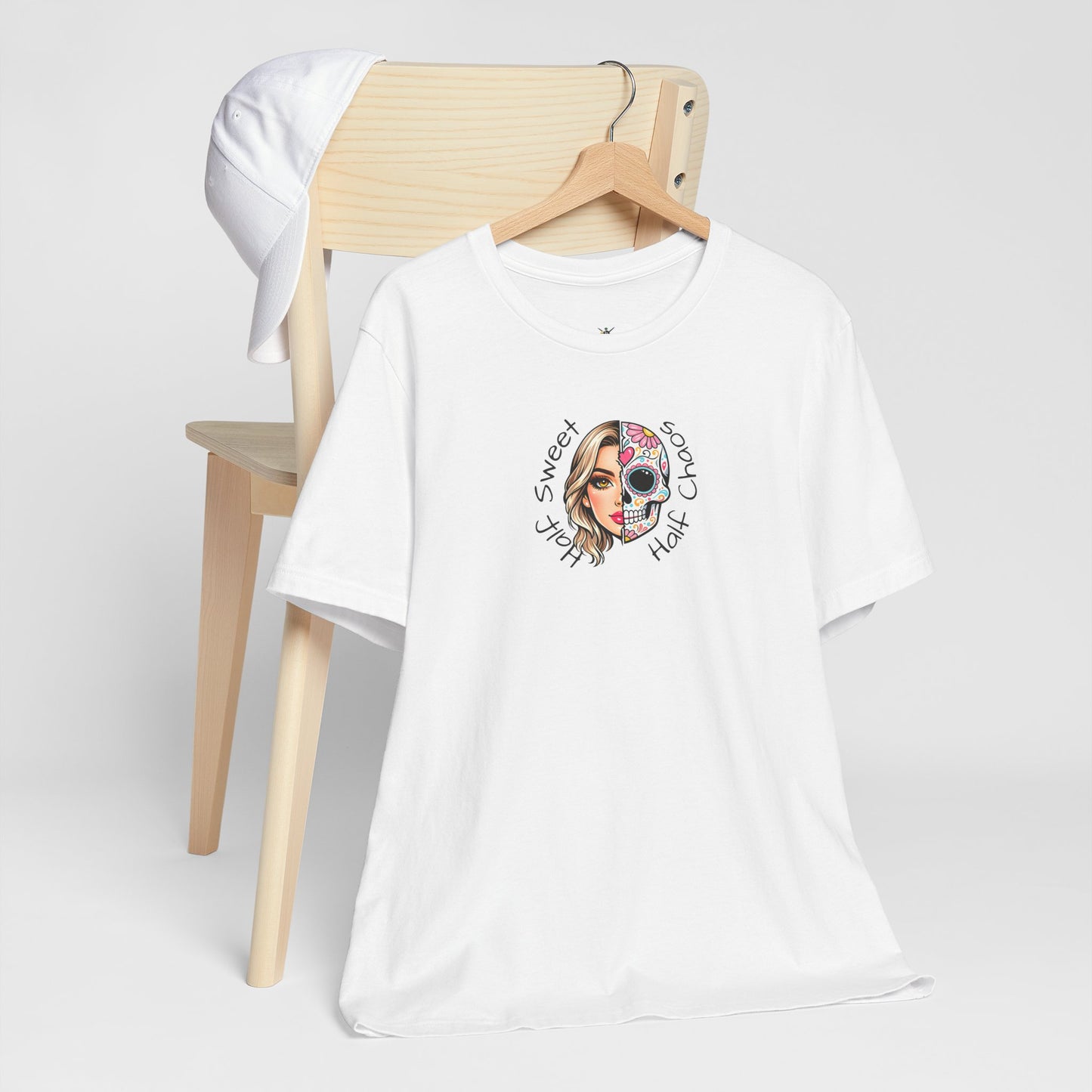 Half Sweet Half Chaos T-Shirt — Day of the Dead Skull Girl Graphic Tee