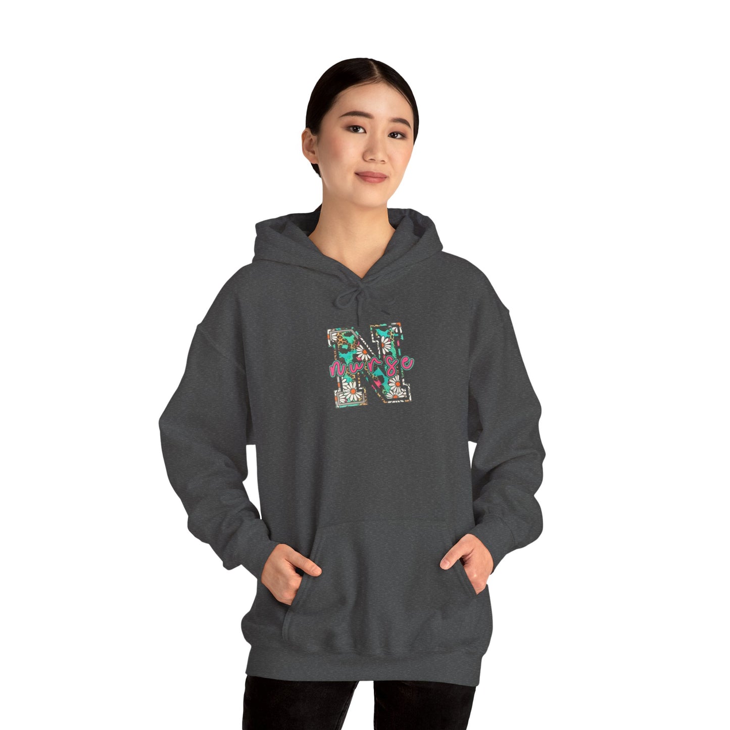 Floral Monogram 'N' Nurse Hoodie — Vintage Rose Letter Sweatshirt