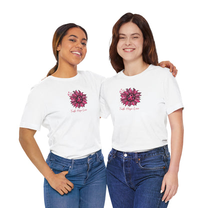 Faith Hope Love Floral Tee — Inspirational Women's Short Sleeve Shirt
