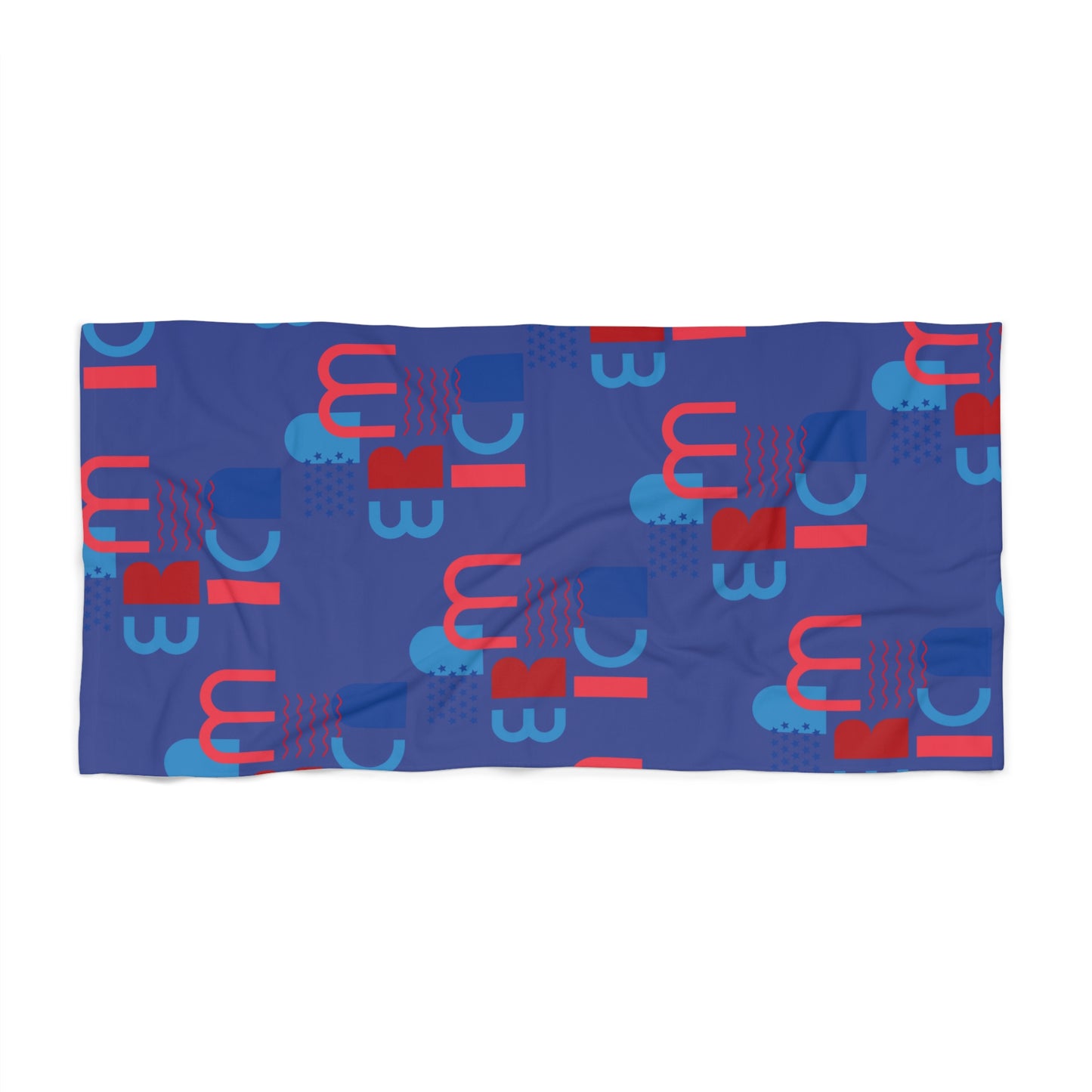 Bold Geometric 4th of july Blue Beach Towel — Modern Abstract Pattern