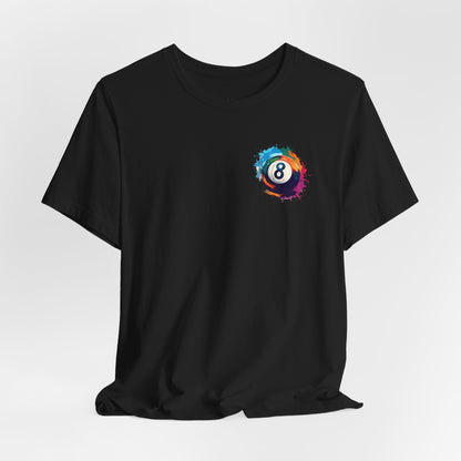 8 Ball Splash T‑Shirt — Colorful Pool Billiards Tee