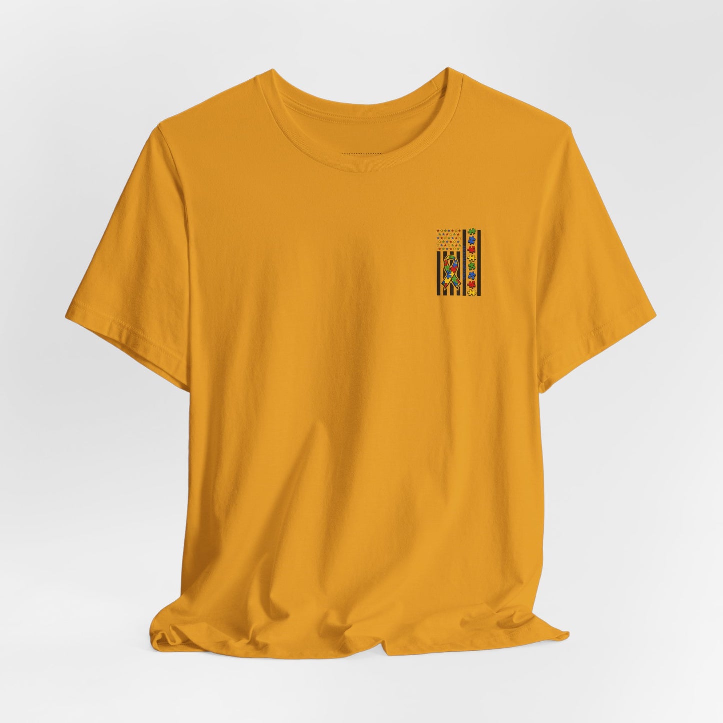 Autism Awareness Flag T-Shirt — Puzzle Ribbon Support Tee