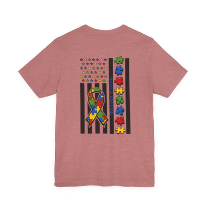 Autism Awareness Flag T-Shirt — Puzzle Ribbon Support Tee