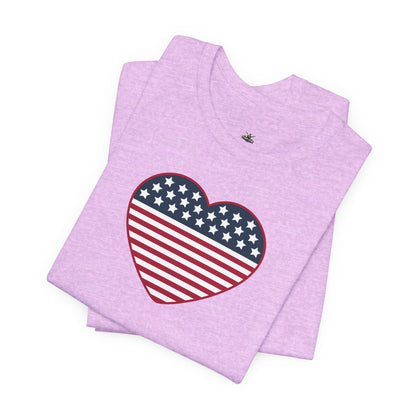 Patriotic Heart T-Shirt — American Flag Heart Tee for 4th of July & Independence Day