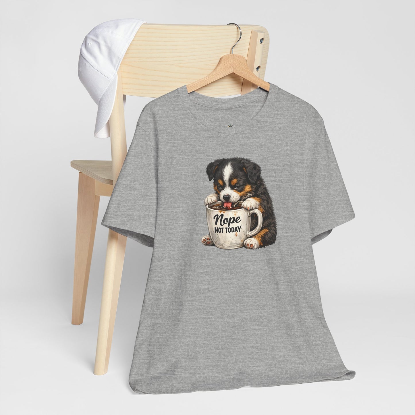Puppy Coffee Tee — “Nope Not Today” Cute Dog Graphic T-Shirt