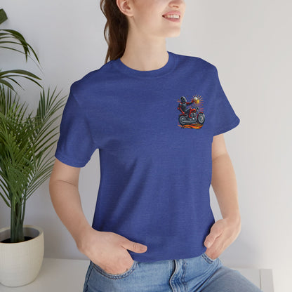 Motorcycle T‑Shirt with Beer Mug Graphic