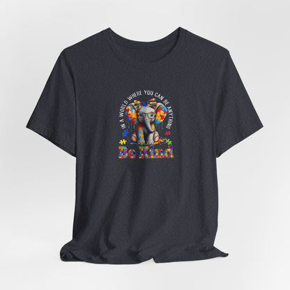 Be Kind Elephant T-Shirt — Colorful Puzzle Piece Autism Awareness Tee