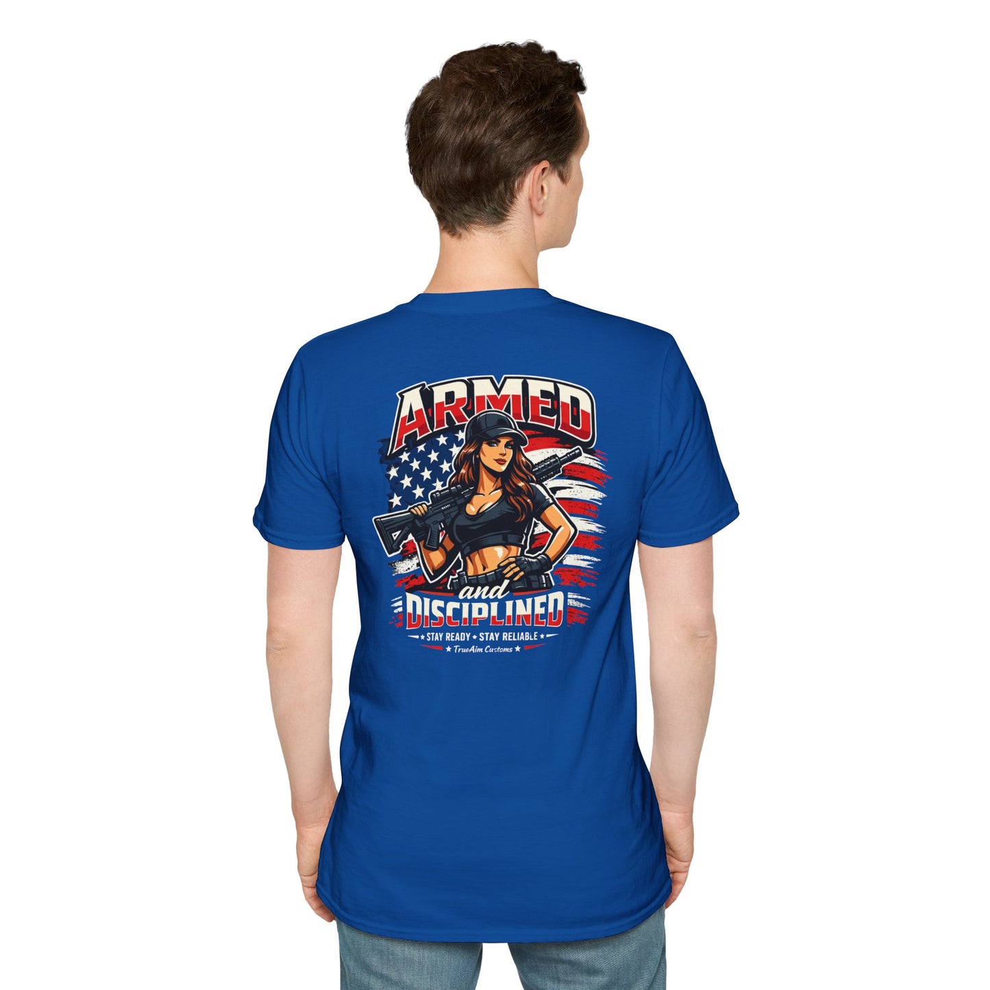 "Female Armed and Disciplined" Patriotic Flag Design t shirt