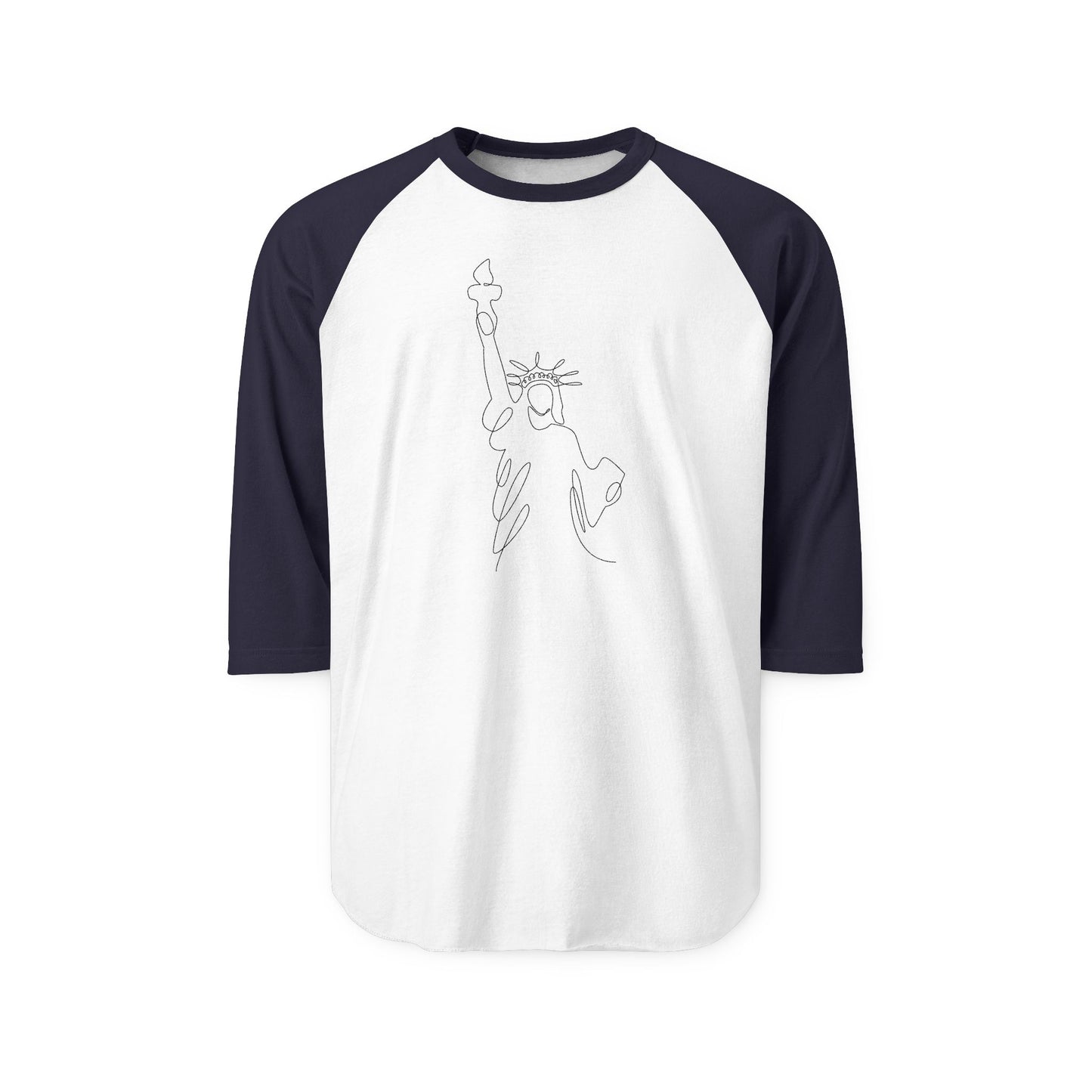 Statue of Liberty Line Art Raglan Shirt - Minimalist NYC Pride 3/4 Sleeve
