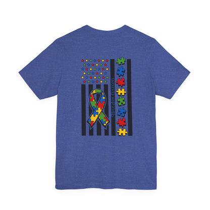 Autism Awareness Flag T-Shirt — Puzzle Ribbon Support Tee