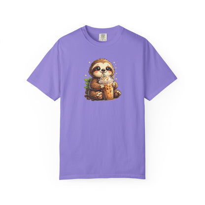 Cute Sloth Holding Coffee T-Shirt — Adorable Cozy Animal Tee