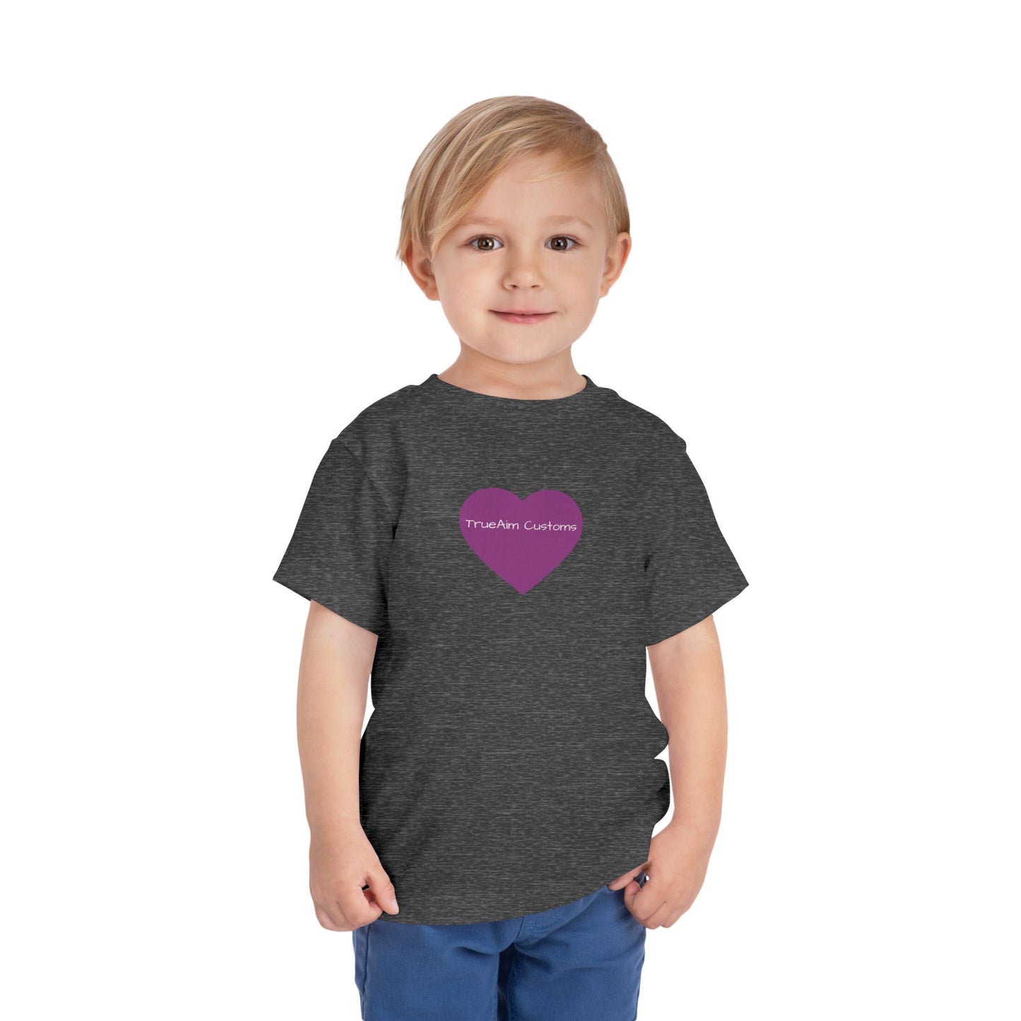 Toddler Tee — Purple Heart Graphic Kids Shirt, Cute Valentine's or Everyday Baby Gift