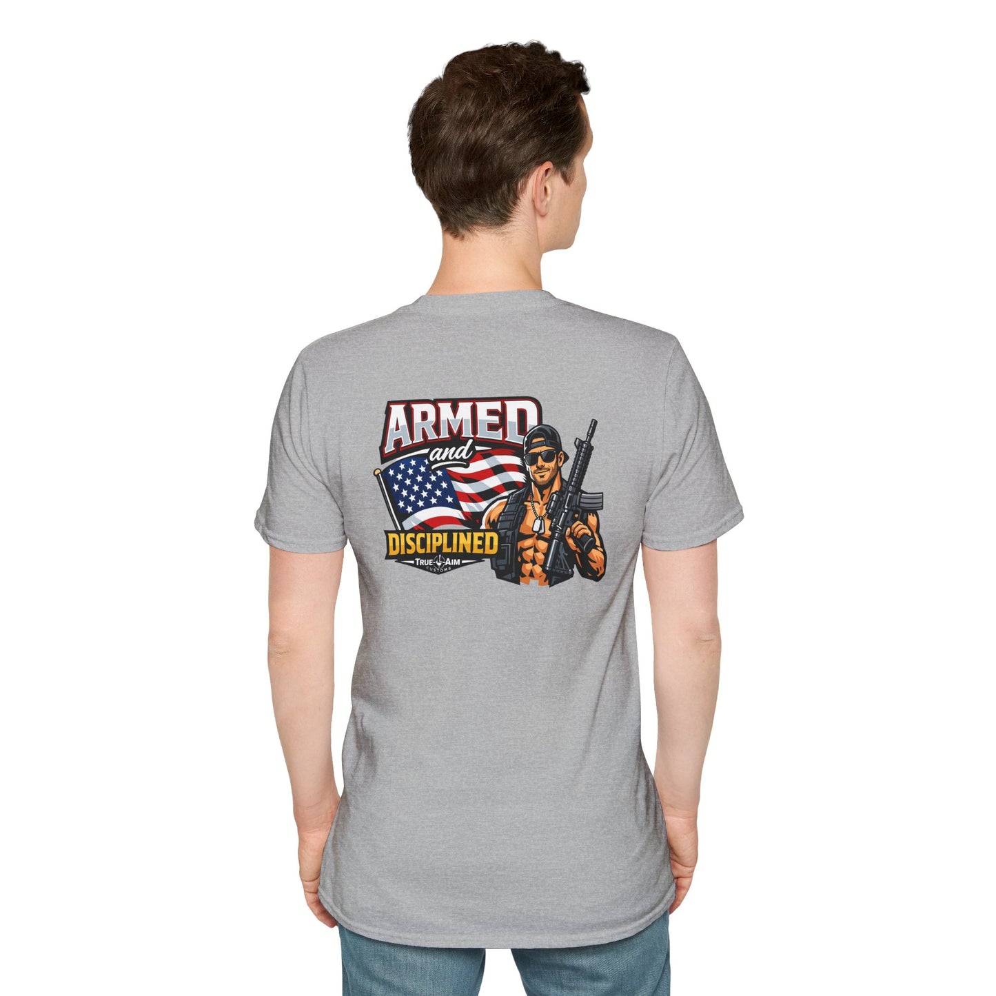 Armed and Disciplined T-Shirt — Patriotic Rifle Graphic Tee
