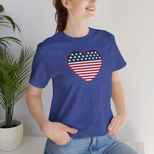 Patriotic Heart T-Shirt — American Flag Heart Tee for 4th of July & Independence Day