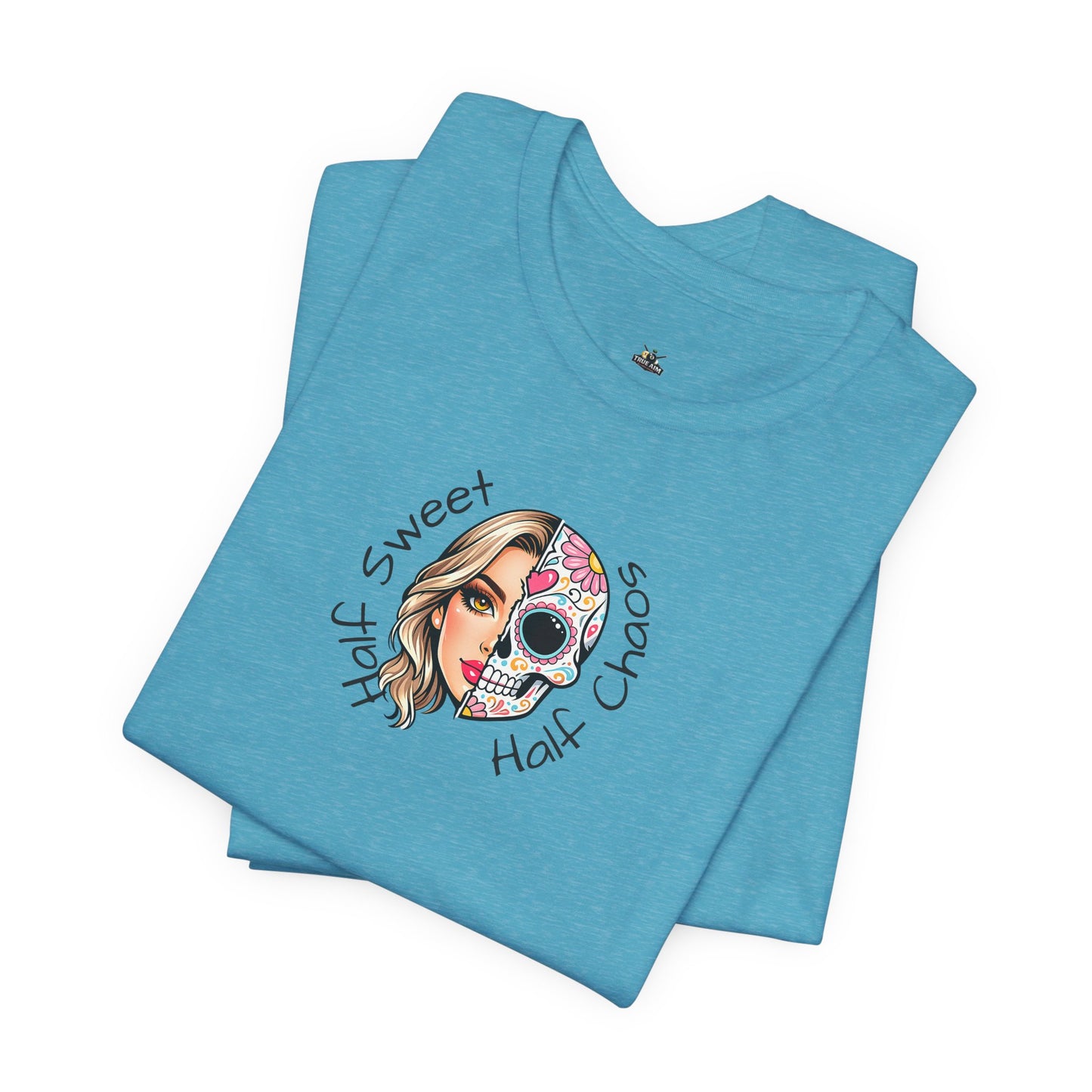 Half Sweet Half Chaos T-Shirt — Day of the Dead Skull Girl Graphic Tee