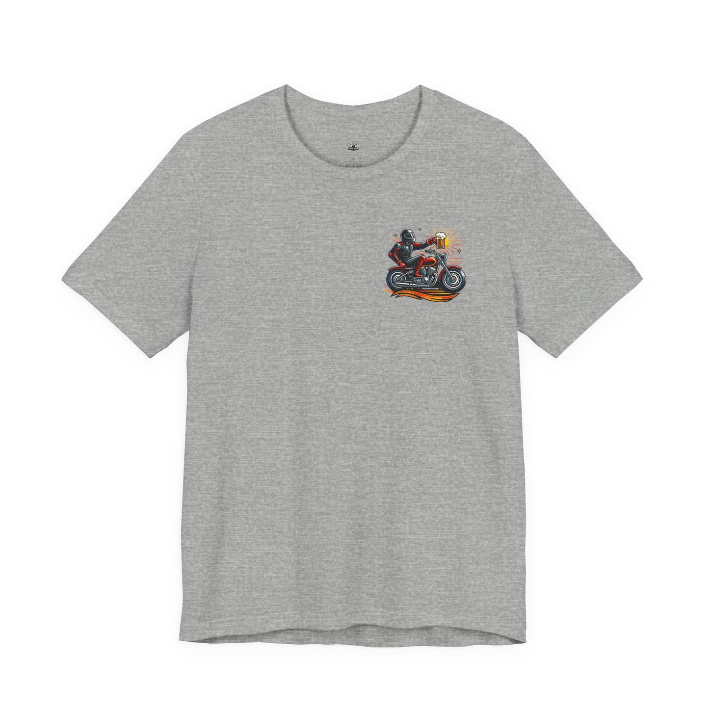 Motorcycle T‑Shirt with Beer Mug Graphic