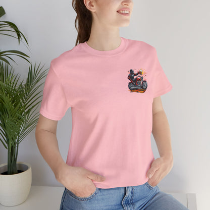 Motorcycle T‑Shirt with Beer Mug Graphic