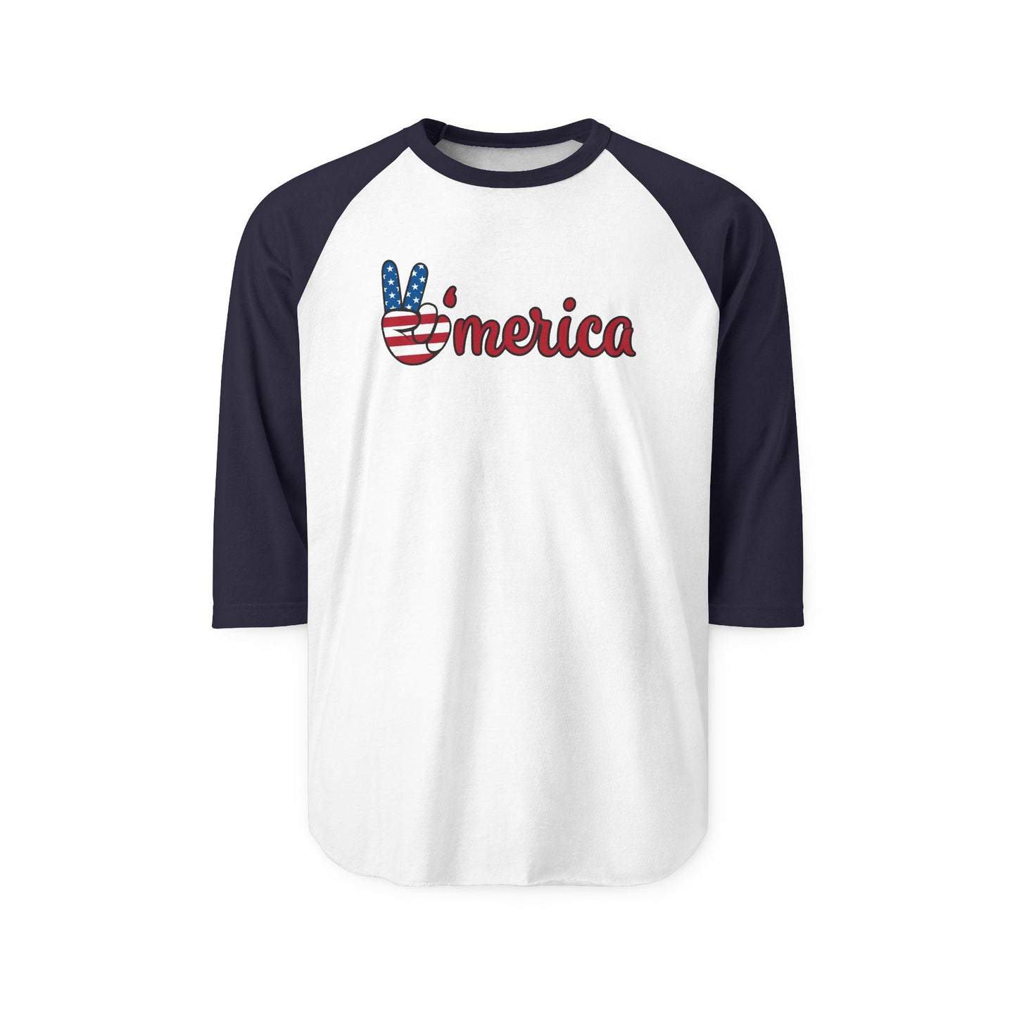 ’Merica Peace Sign Raglan Shirt – Patriotic 3/4 Sleeve Baseball Tee