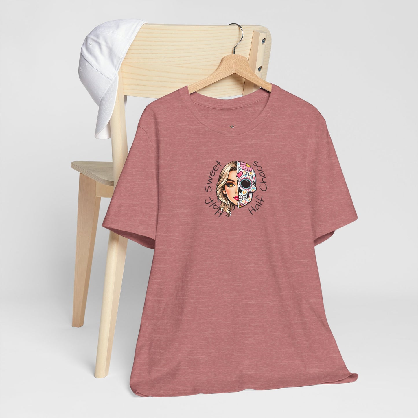 Half Sweet Half Chaos T-Shirt — Day of the Dead Skull Girl Graphic Tee