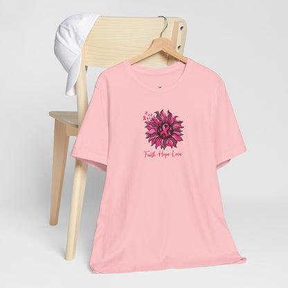 Faith Hope Love Floral Tee — Inspirational Women's Short Sleeve Shirt
