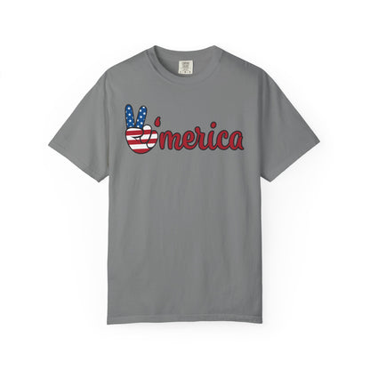 'Merica Peace Sign T-shirt – American Flag Patriotic Tee for 4th of July