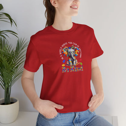 Be Kind Elephant T-Shirt — Colorful Puzzle Piece Autism Awareness Tee