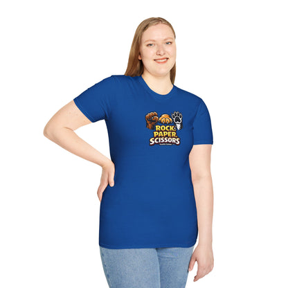Rock Paper Scissors Paw Print T-Shirt — Cute Animal Game Graphic Tee