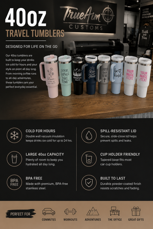 40oz Tumbler with straw included