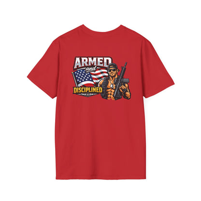 Armed and Disciplined T-Shirt — Patriotic Rifle Graphic Tee