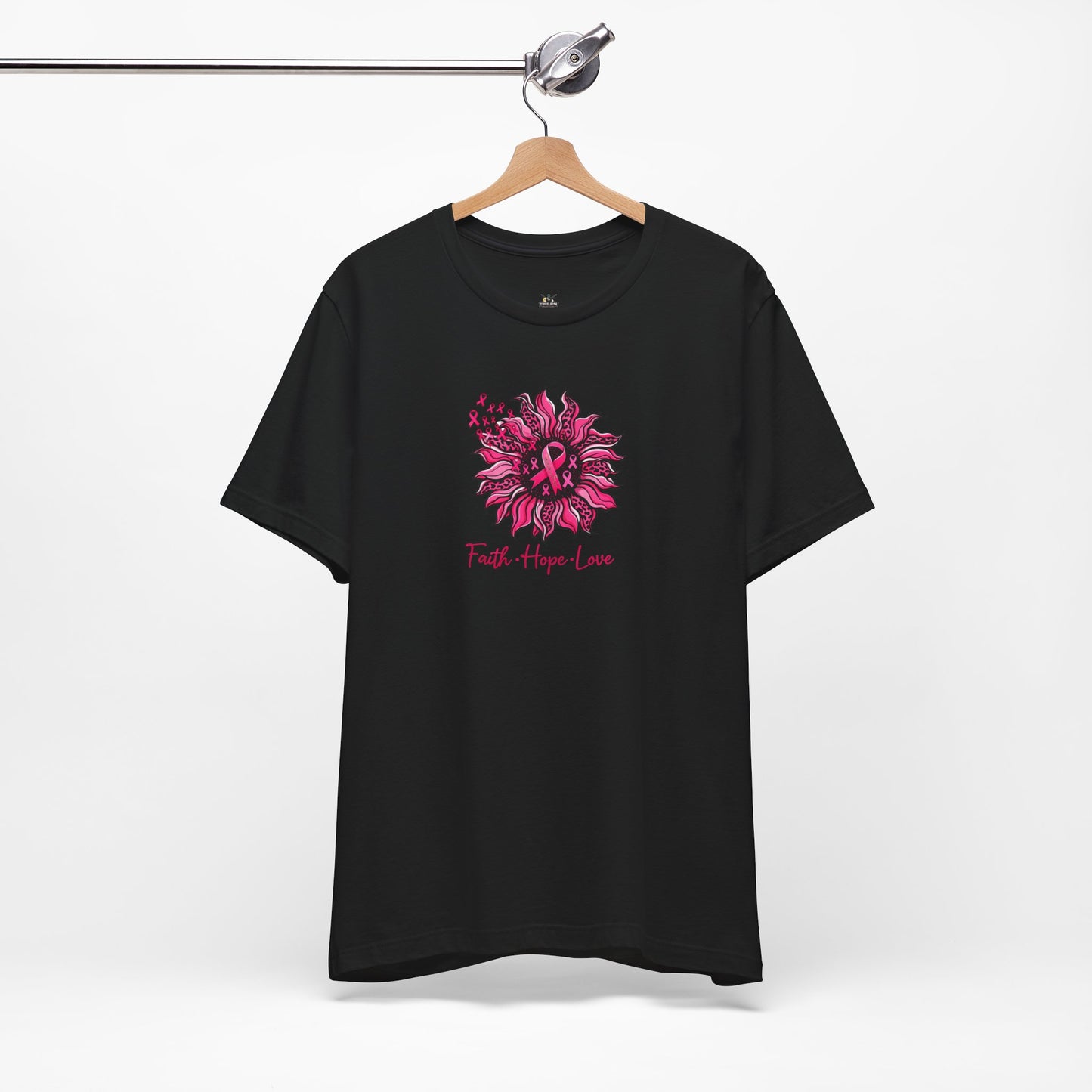 Breast Cancer Awareness Tee — Faith • Hope • Love Pink Ribbon Floral T‑Shirt