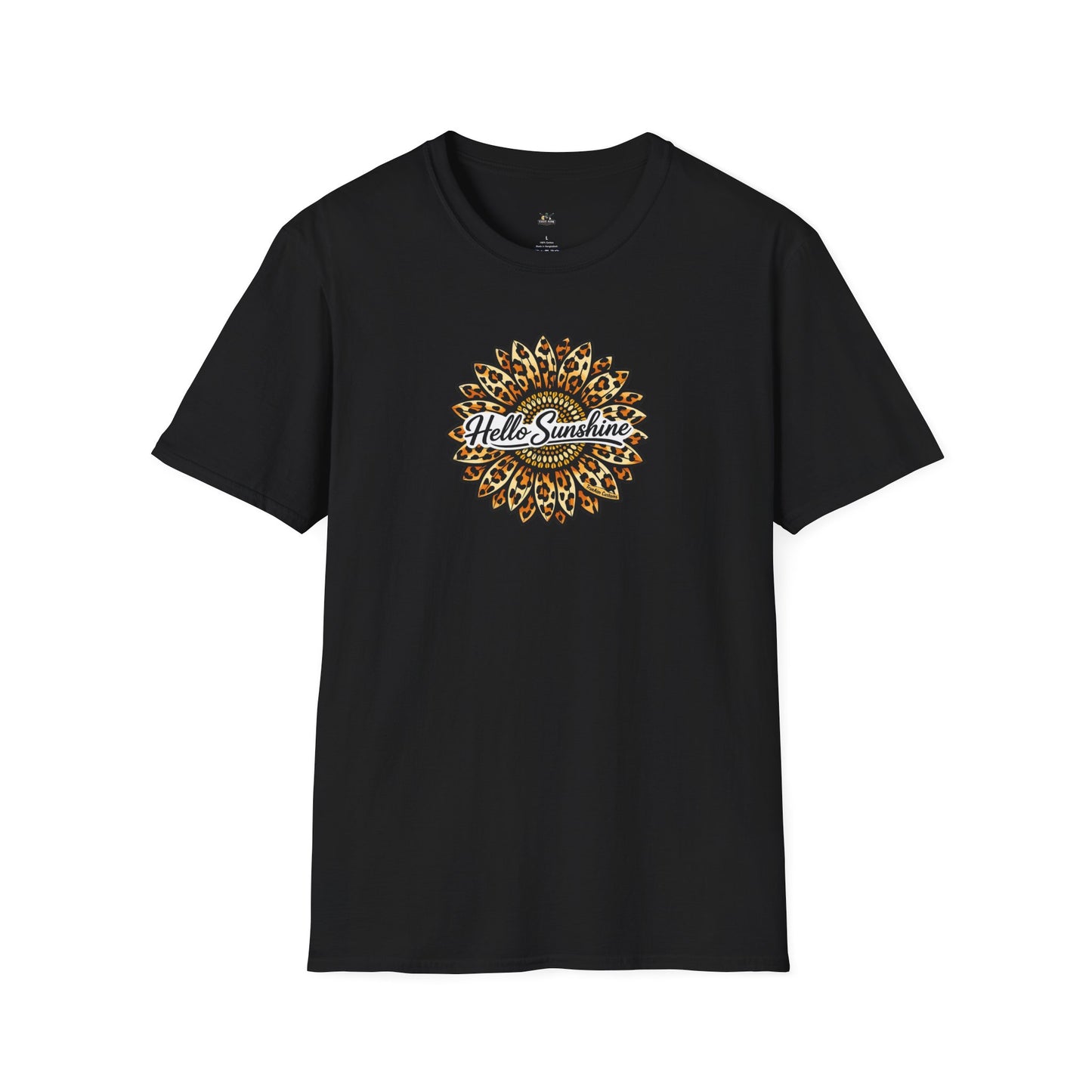 Hello Sunshine Leopard print sunflower unisex tee shirt