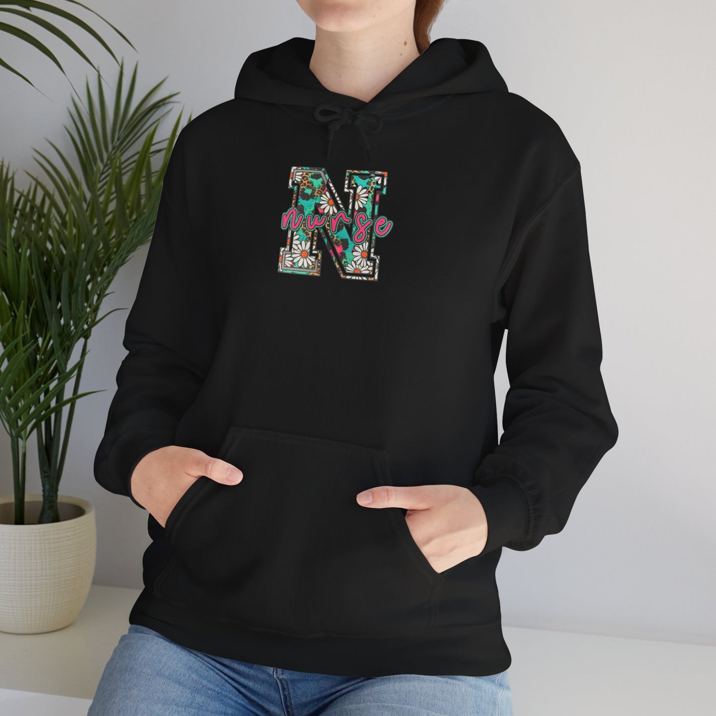 Floral Monogram 'N' Nurse Hoodie — Vintage Rose Letter Sweatshirt