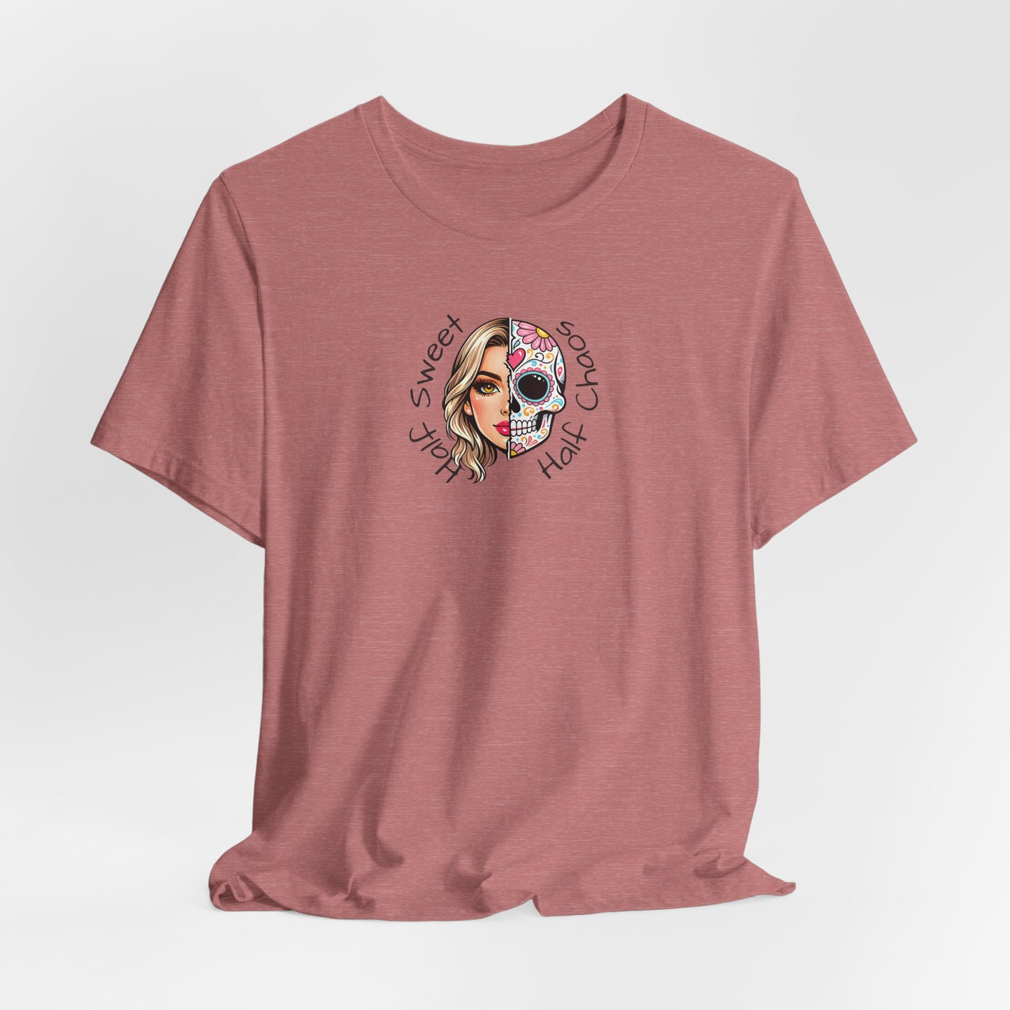 Half Sweet Half Chaos T-Shirt — Day of the Dead Skull Girl Graphic Tee