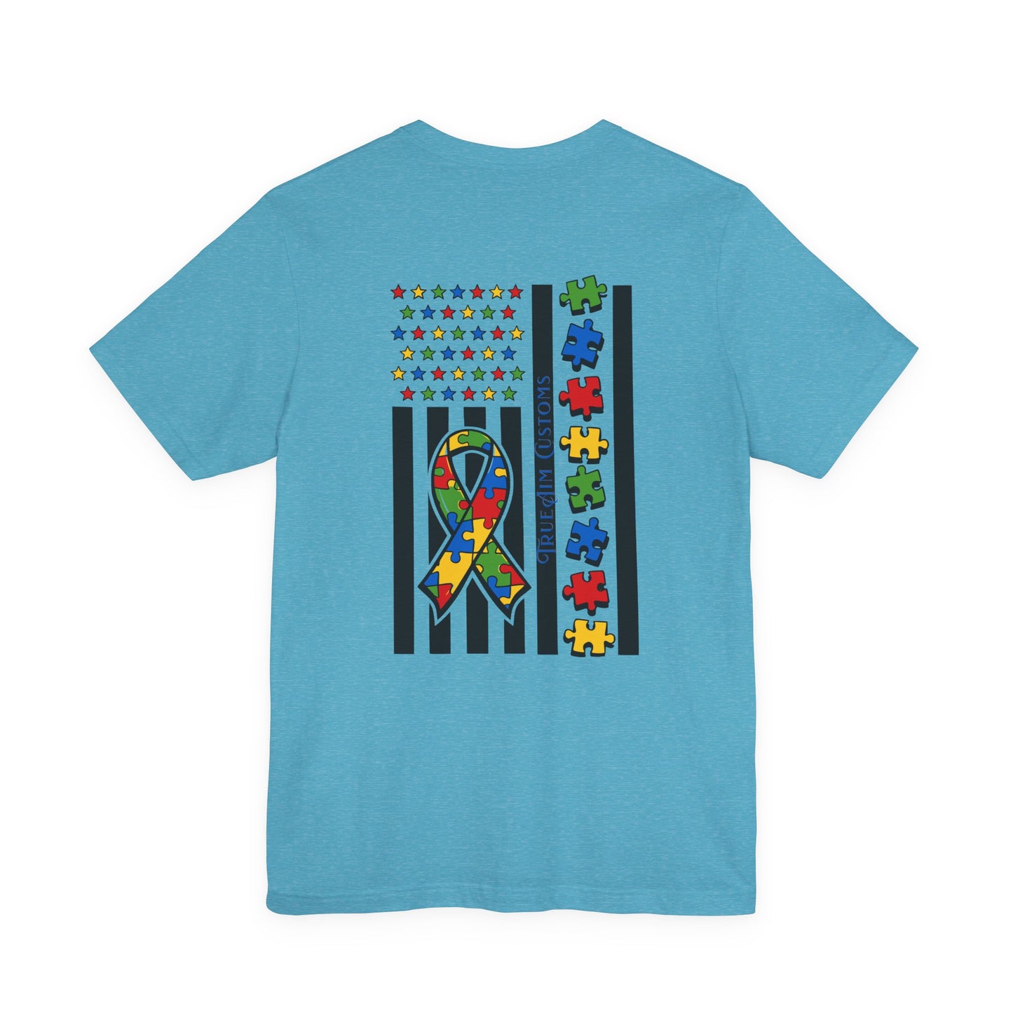 Autism Awareness Flag T-Shirt — Puzzle Ribbon Support Tee
