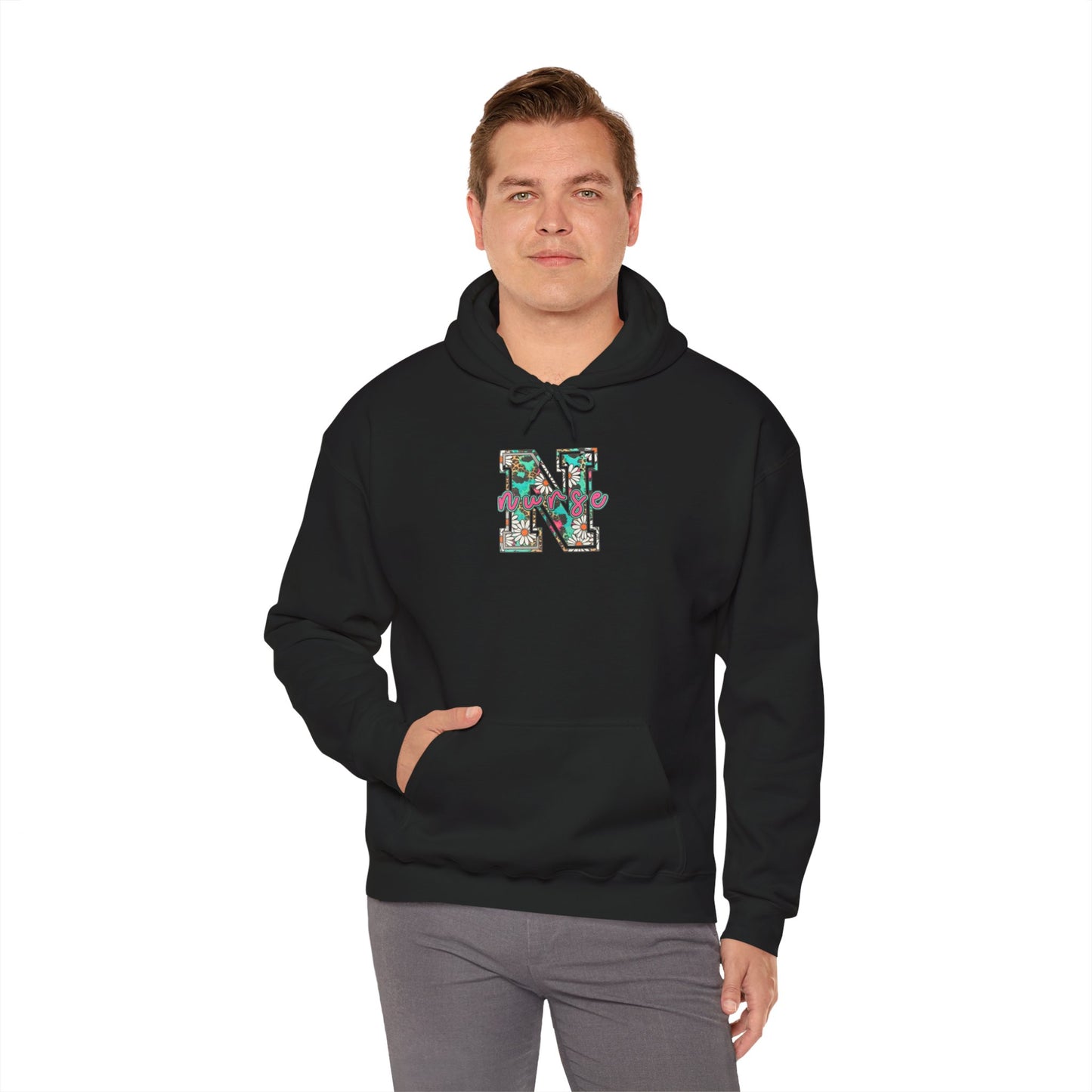 Floral Monogram 'N' Nurse Hoodie — Vintage Rose Letter Sweatshirt