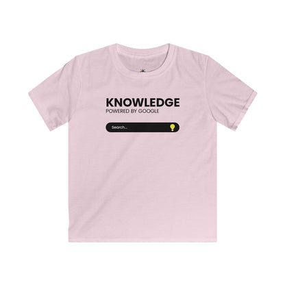 Kids Tee — "Knowledge Powered by Google" Search Bar Design, Funny STEM Shirt for School & Gifts