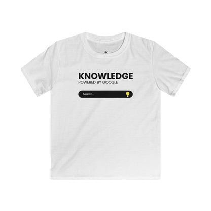 Kids Tee — "Knowledge Powered by Google" Search Bar Design, Funny STEM Shirt for School & Gifts