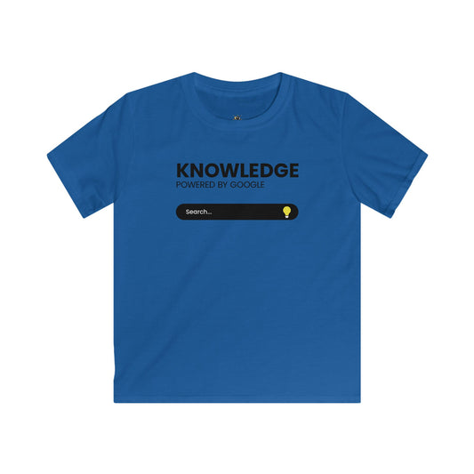 Kids Tee — "Knowledge Powered by Google" Search Bar Design, Funny STEM Shirt for School & Gifts
