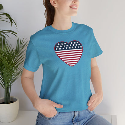 Patriotic Heart T-Shirt — American Flag Heart Tee for 4th of July & Independence Day